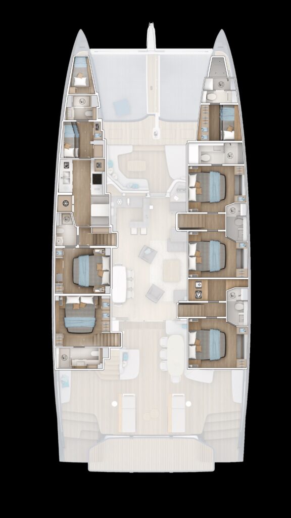 5-kajutová verze Lagoon EIGHTY2 + prostory pro posádku